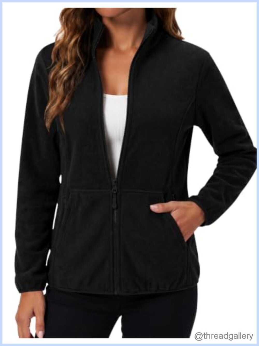 LOMON Women's Fleece Jacket 6 Pockets Full Zip Lightweight Coat